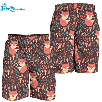 Fox Leaves Mushroom Pattern Men Shorts