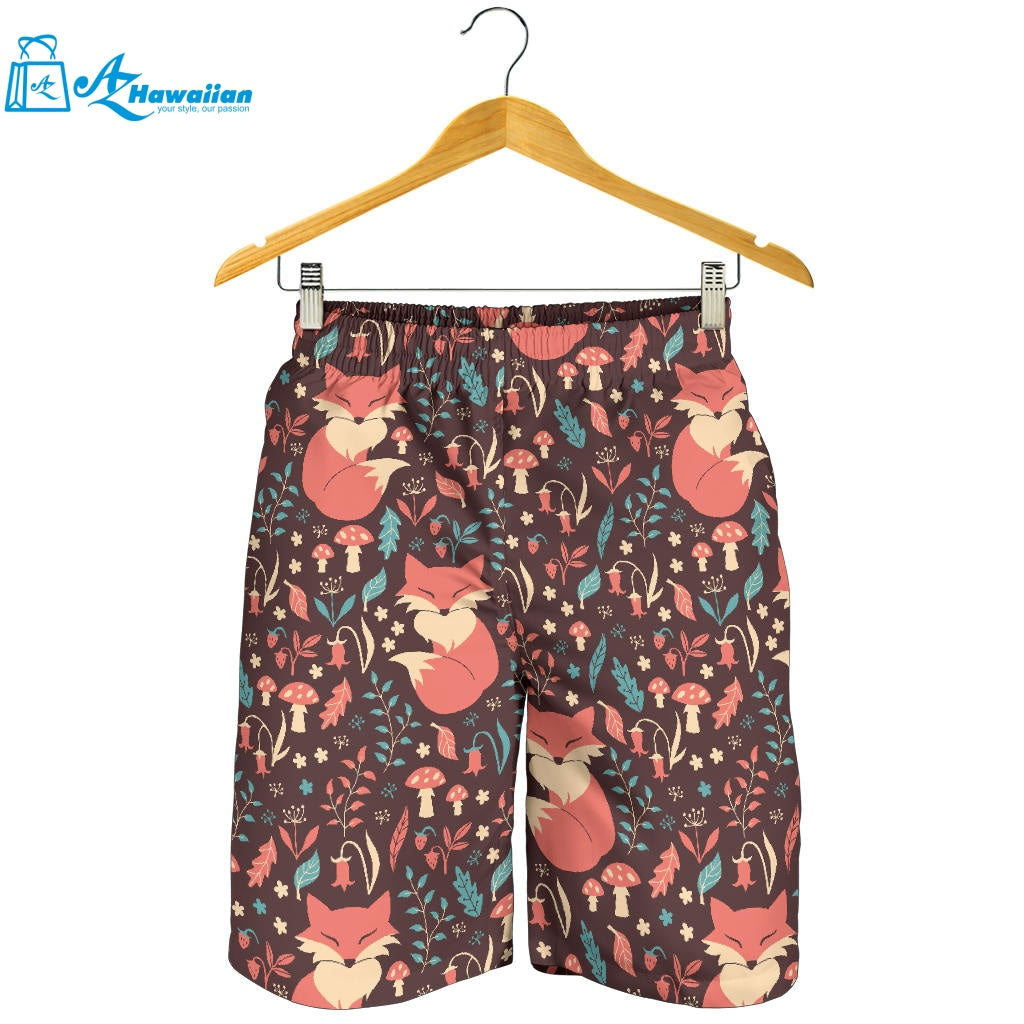 Fox Leaves Mushroom Pattern Men Shorts