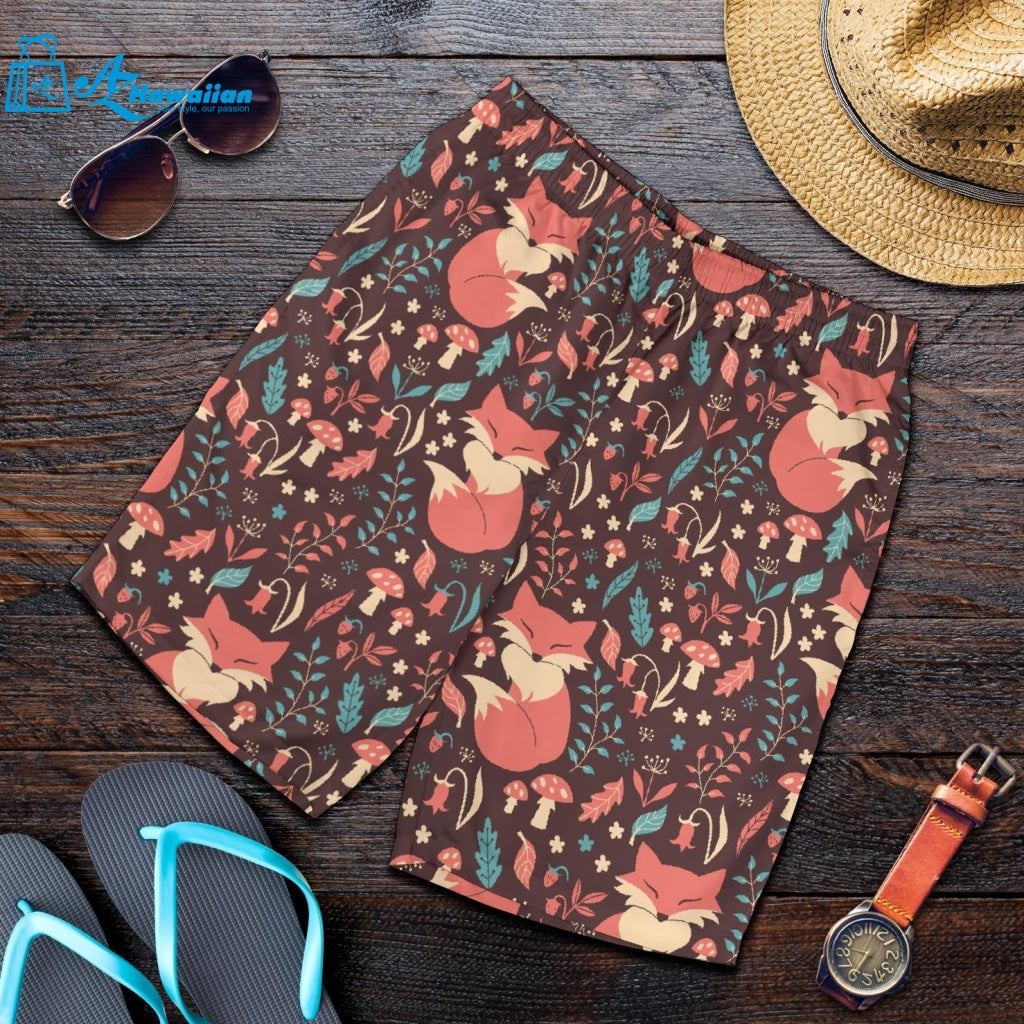 Fox Leaves Mushroom Pattern Men Shorts