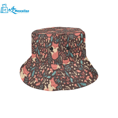 fox leaves mushroom pattern Unisex Bucket Hat