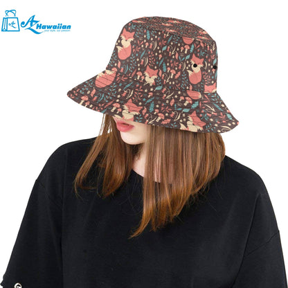 fox leaves mushroom pattern Unisex Bucket Hat