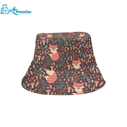 fox leaves mushroom pattern Unisex Bucket Hat