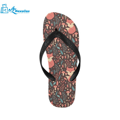 fox leaves mushroom pattern Unisex Flip Flops