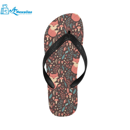 fox leaves mushroom pattern Unisex Flip Flops