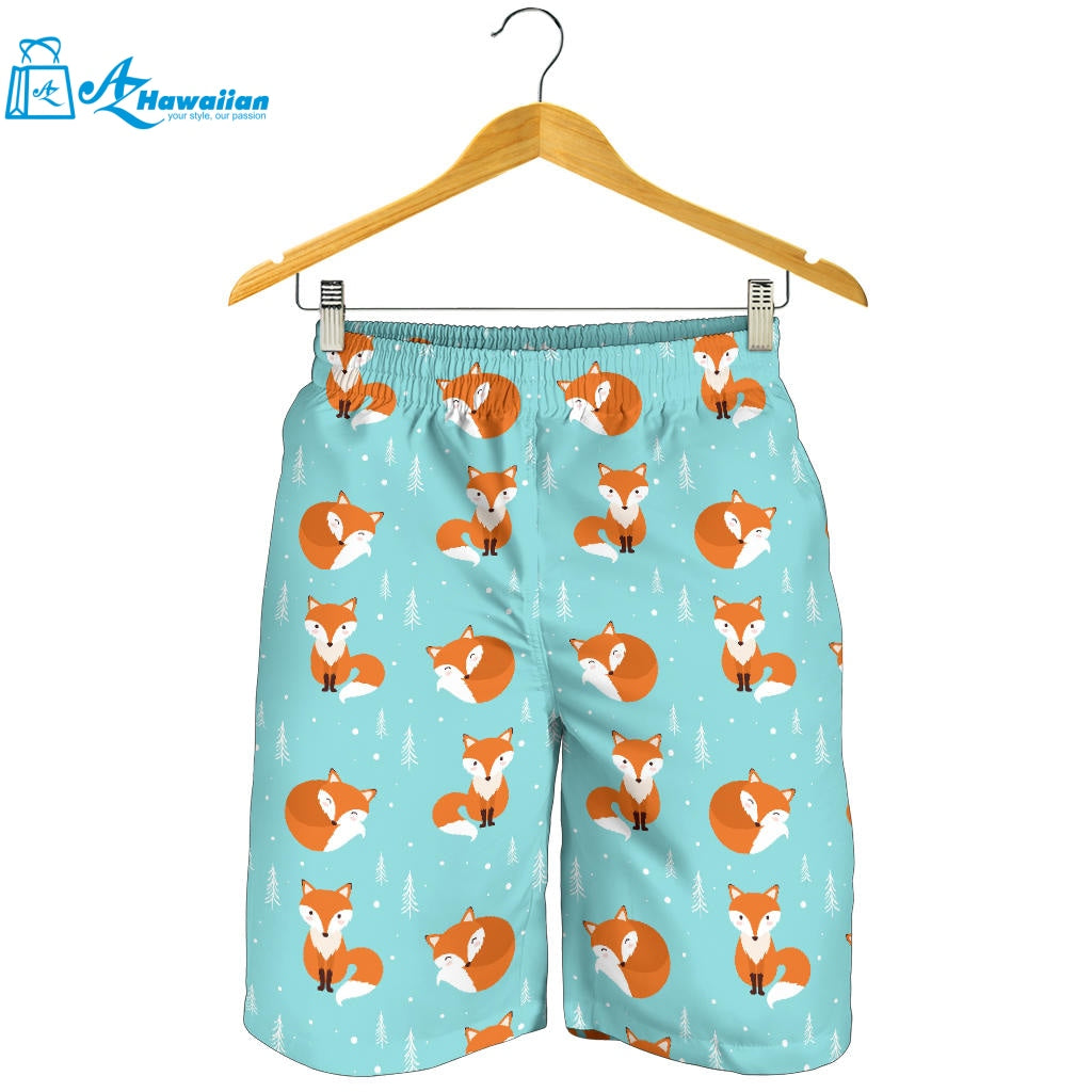 Fox Pattern Blue B Ackground Men Shorts