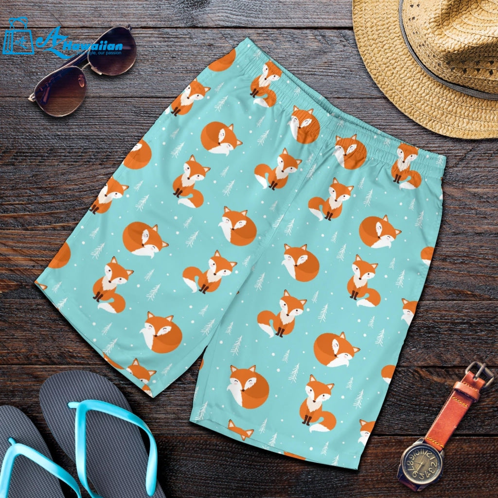 Fox Pattern Blue B Ackground Men Shorts