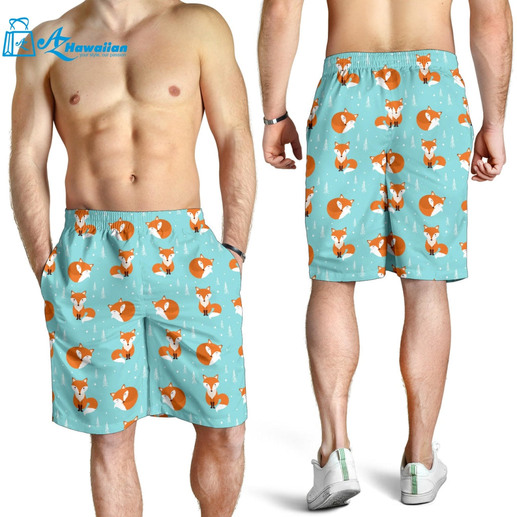 Fox Pattern Blue B Ackground Men Shorts