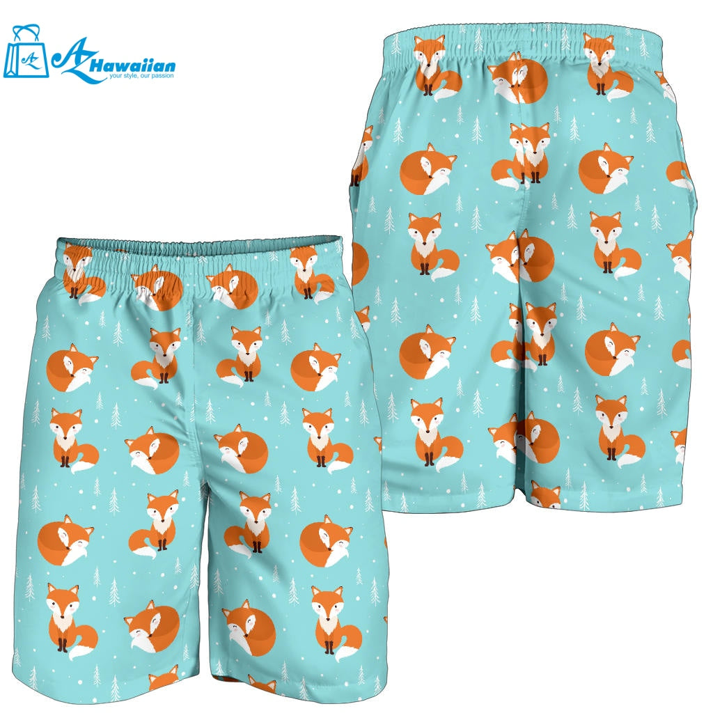 Fox Pattern Blue B Ackground Men Shorts