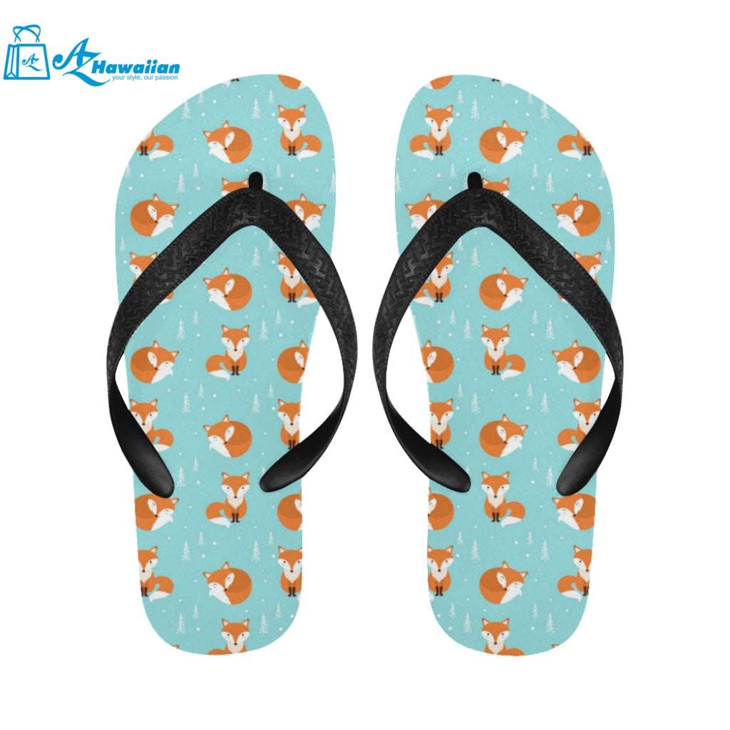 Fox pattern blue b ackground Unisex Flip Flops