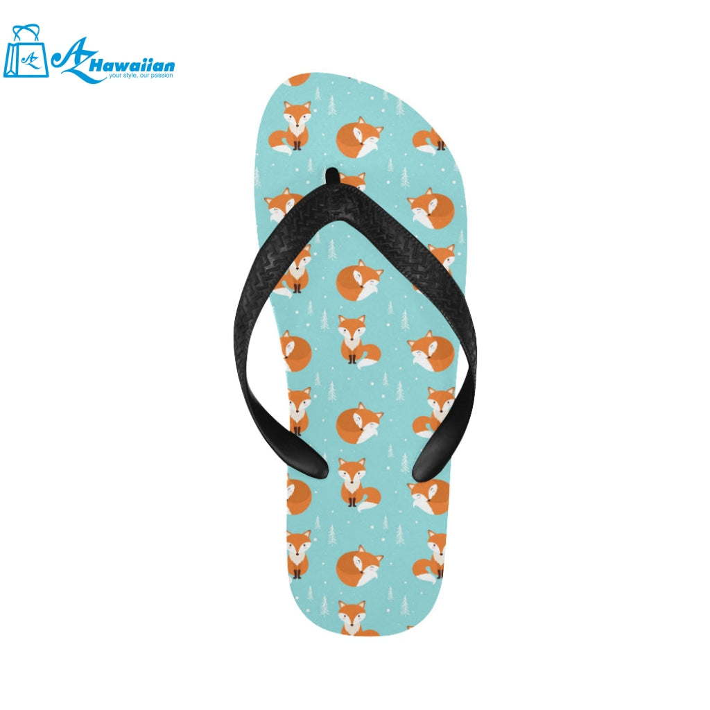 Fox pattern blue b ackground Unisex Flip Flops