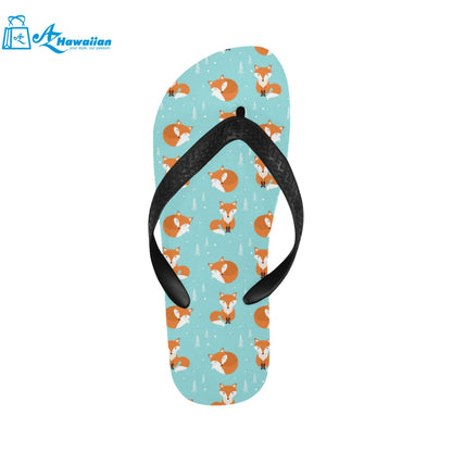 Fox pattern blue b ackground Unisex Flip Flops