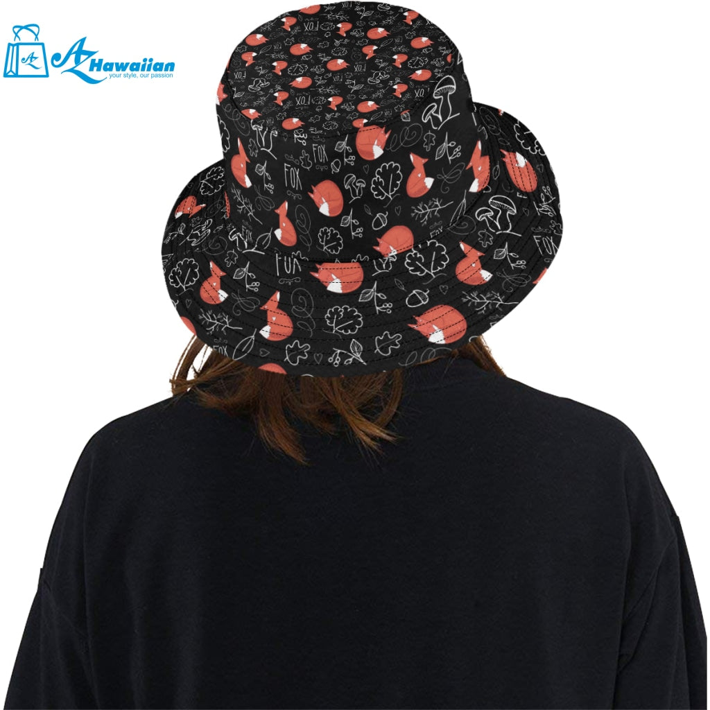 fox sleeping fox pattern Unisex Bucket Hat