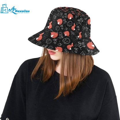 fox sleeping fox pattern Unisex Bucket Hat