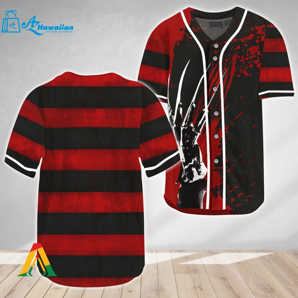 Freddy Krueger Horror Movie Halloween Baseball Jersey