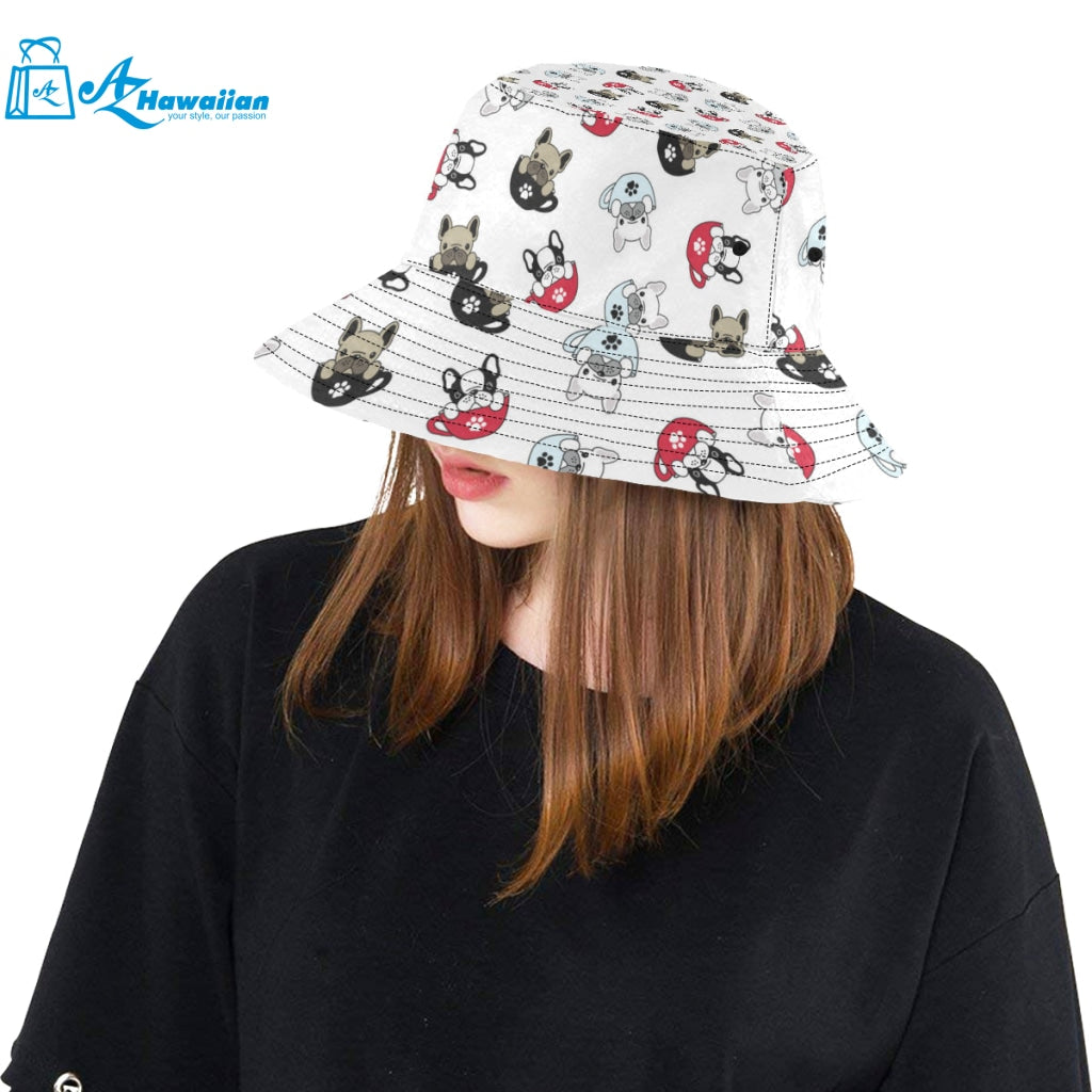 French bulldog cup paw pattern Unisex Bucket Hat