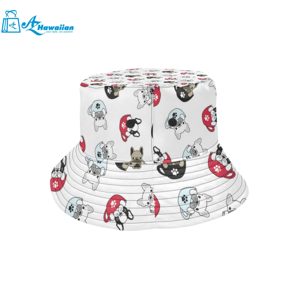 French bulldog cup paw pattern Unisex Bucket Hat