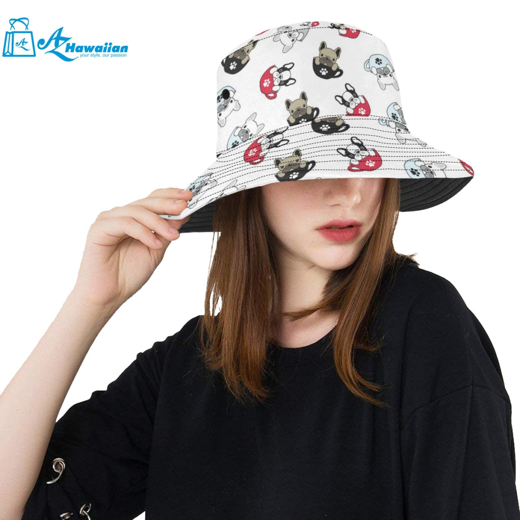 French bulldog cup paw pattern Unisex Bucket Hat