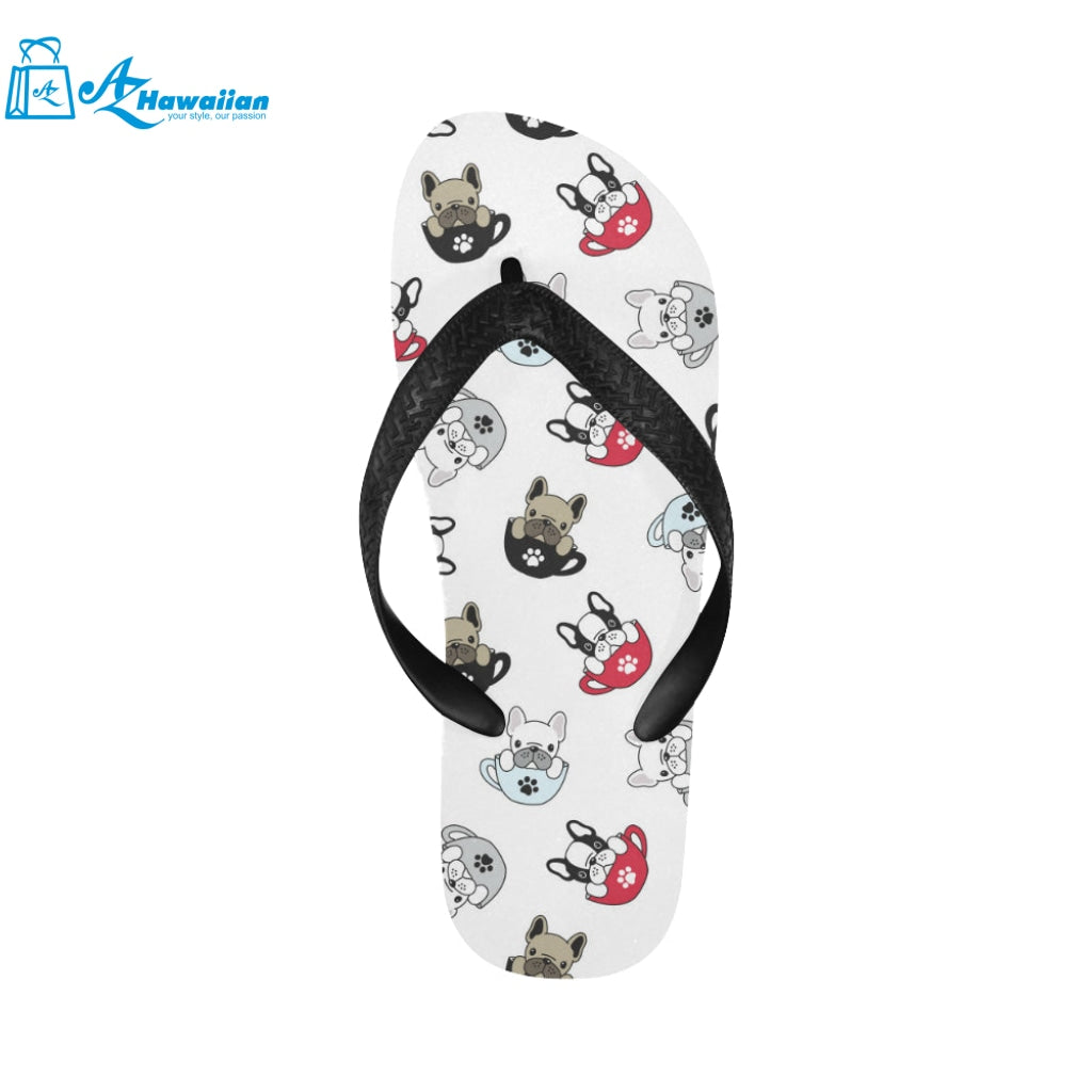 French bulldog cup paw pattern Unisex Flip Flops