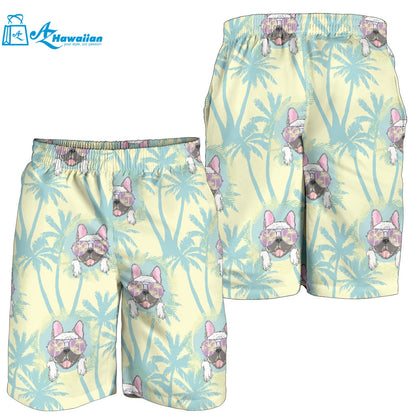 French Bulldog Hawaii Blackground Men Shorts