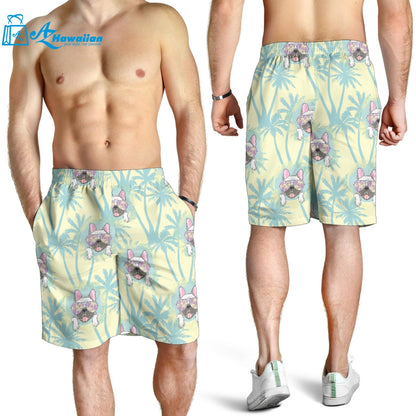 French Bulldog Hawaii Blackground Men Shorts