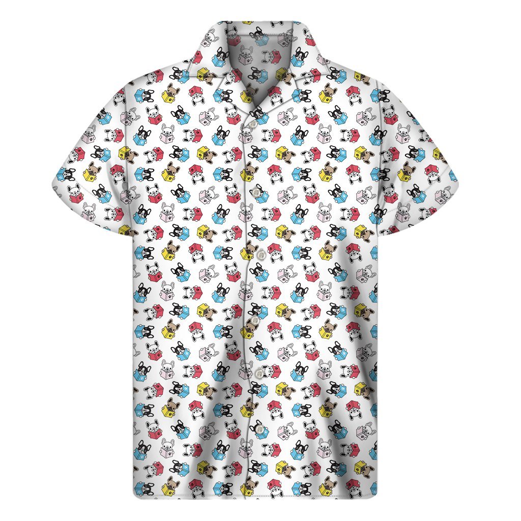 French Bulldog Reading Book Print Mens Short Sleeve Shirt Hawaiian