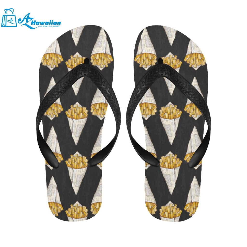 French fries dark background Unisex Flip Flops