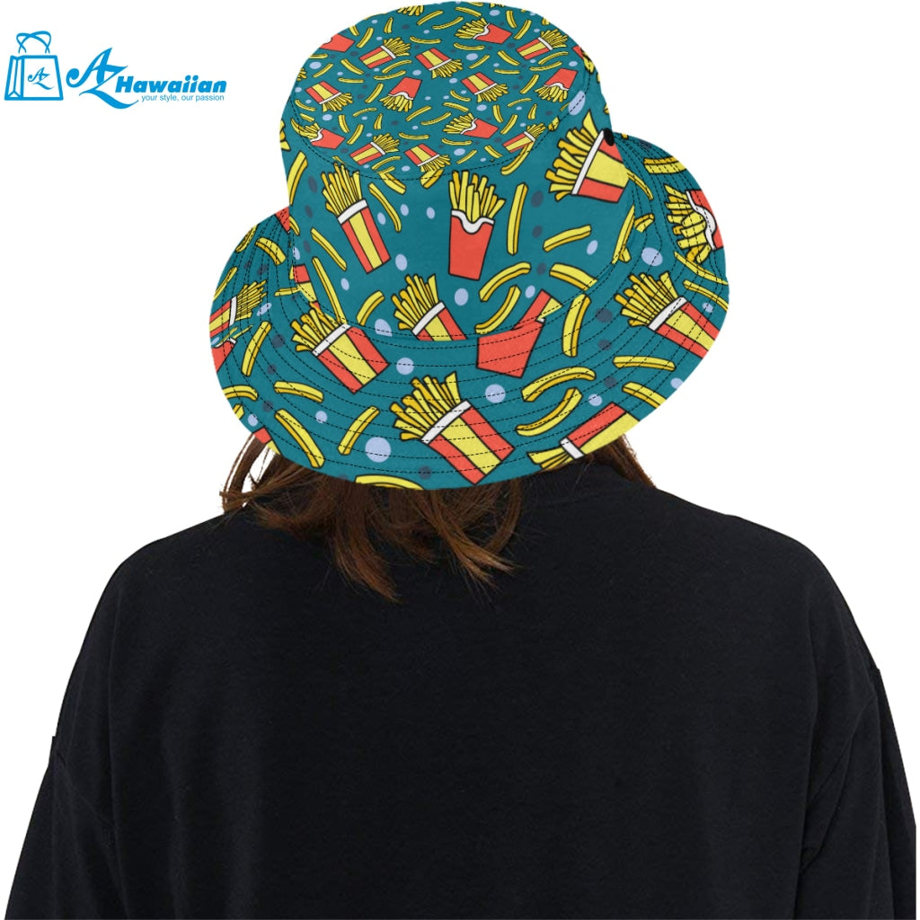 French fries red paper box pattern Unisex Bucket Hat