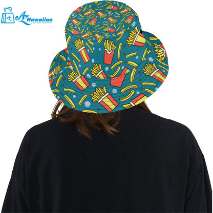 French fries red paper box pattern Unisex Bucket Hat