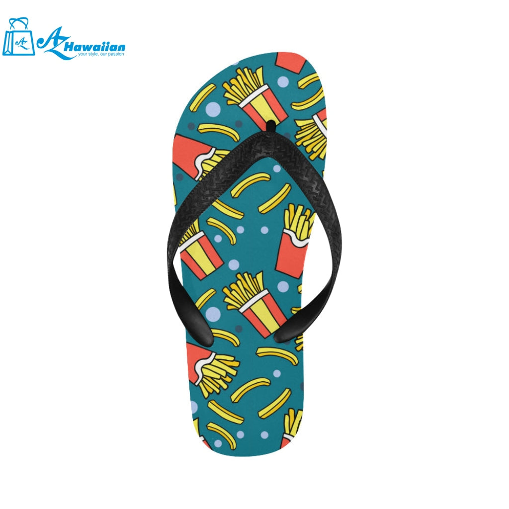 French fries red paper box pattern Unisex Flip Flops