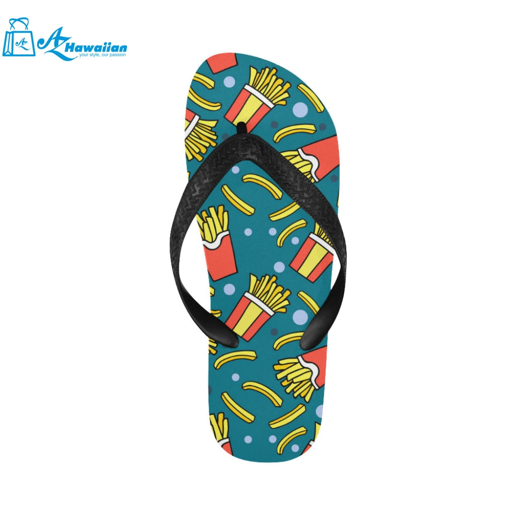 French fries red paper box pattern Unisex Flip Flops