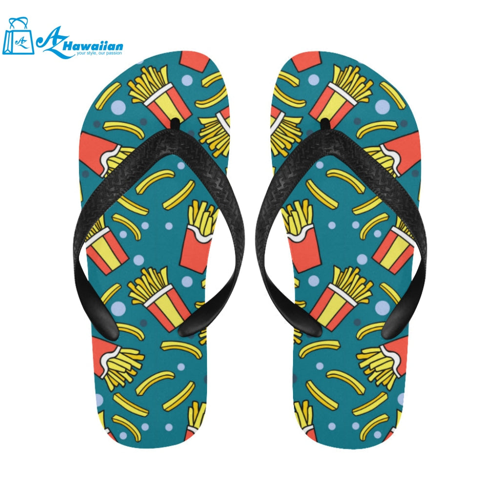 French fries red paper box pattern Unisex Flip Flops