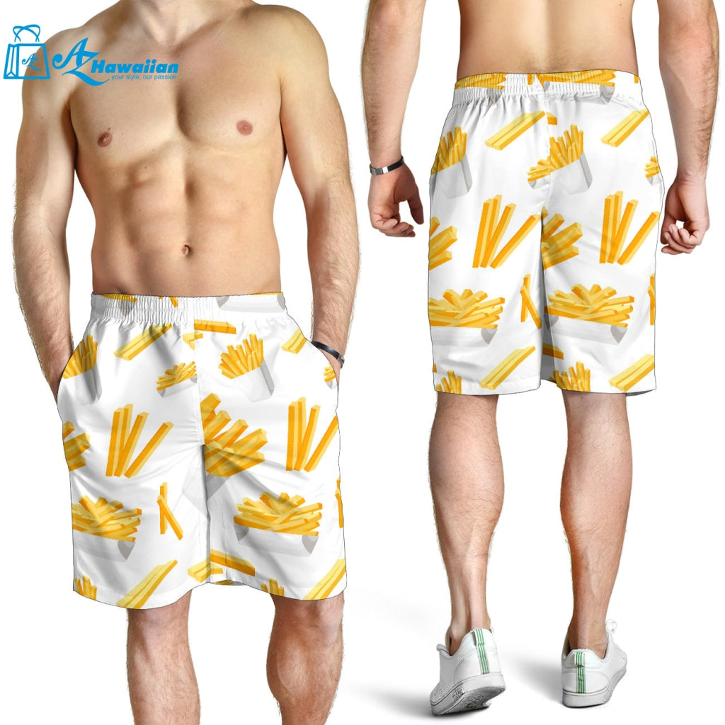 French Fries White Paper Box Pattern Men Shorts