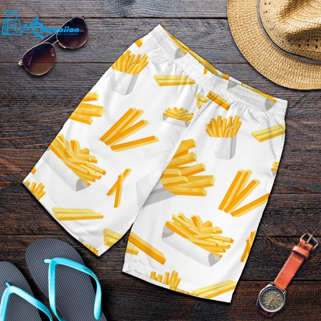 French Fries White Paper Box Pattern Men Shorts