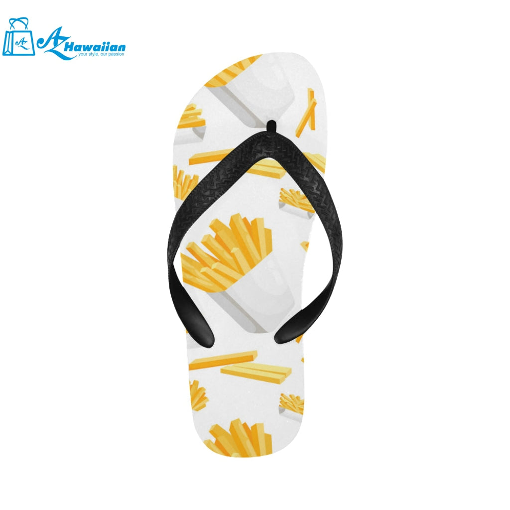 French fries white paper box pattern Unisex Flip Flops