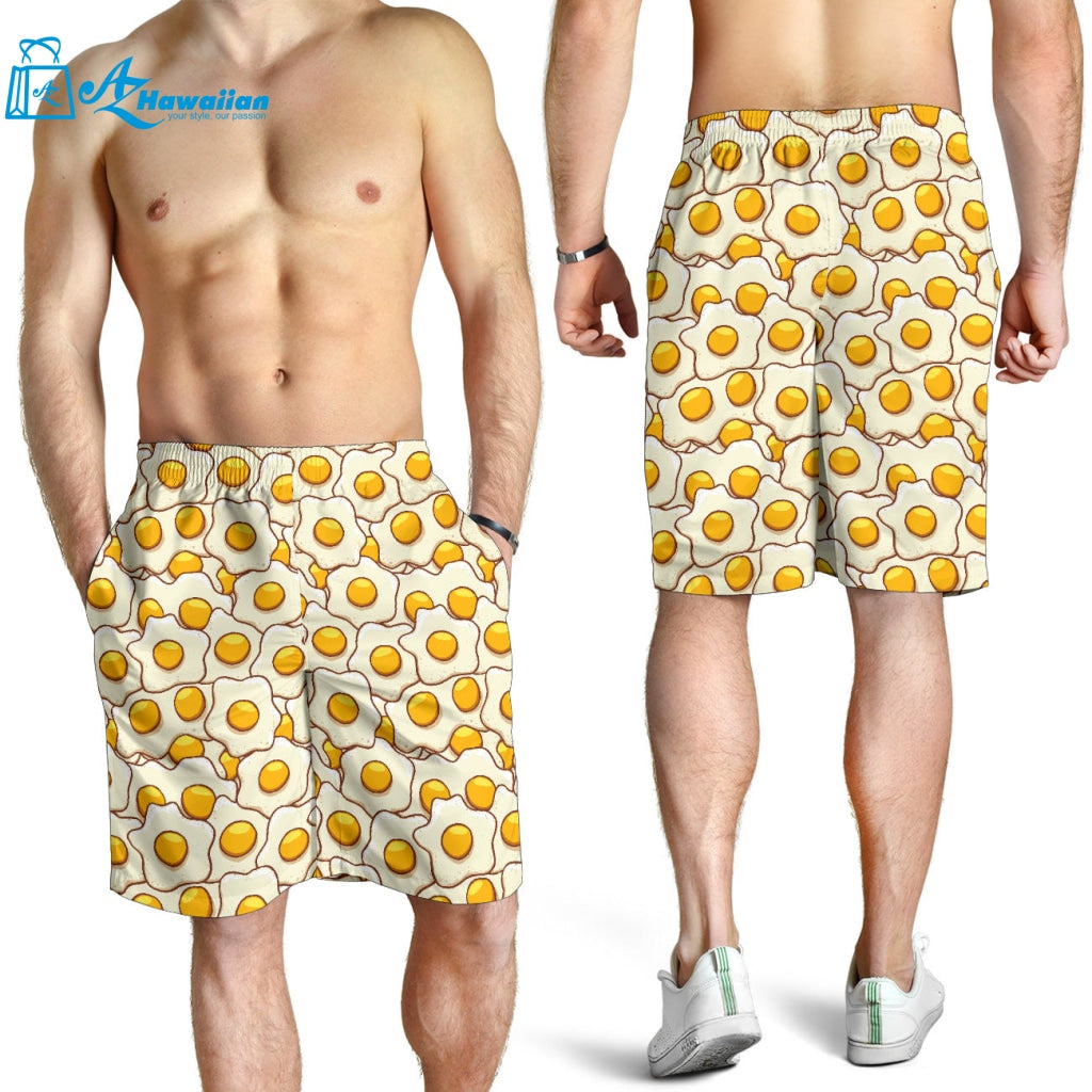 Fried Eggs Pattern Print Design 02 Men Shorts