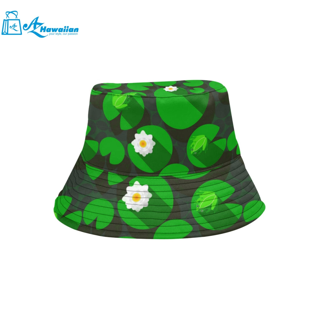 Frog waterlily pattern Unisex Bucket Hat