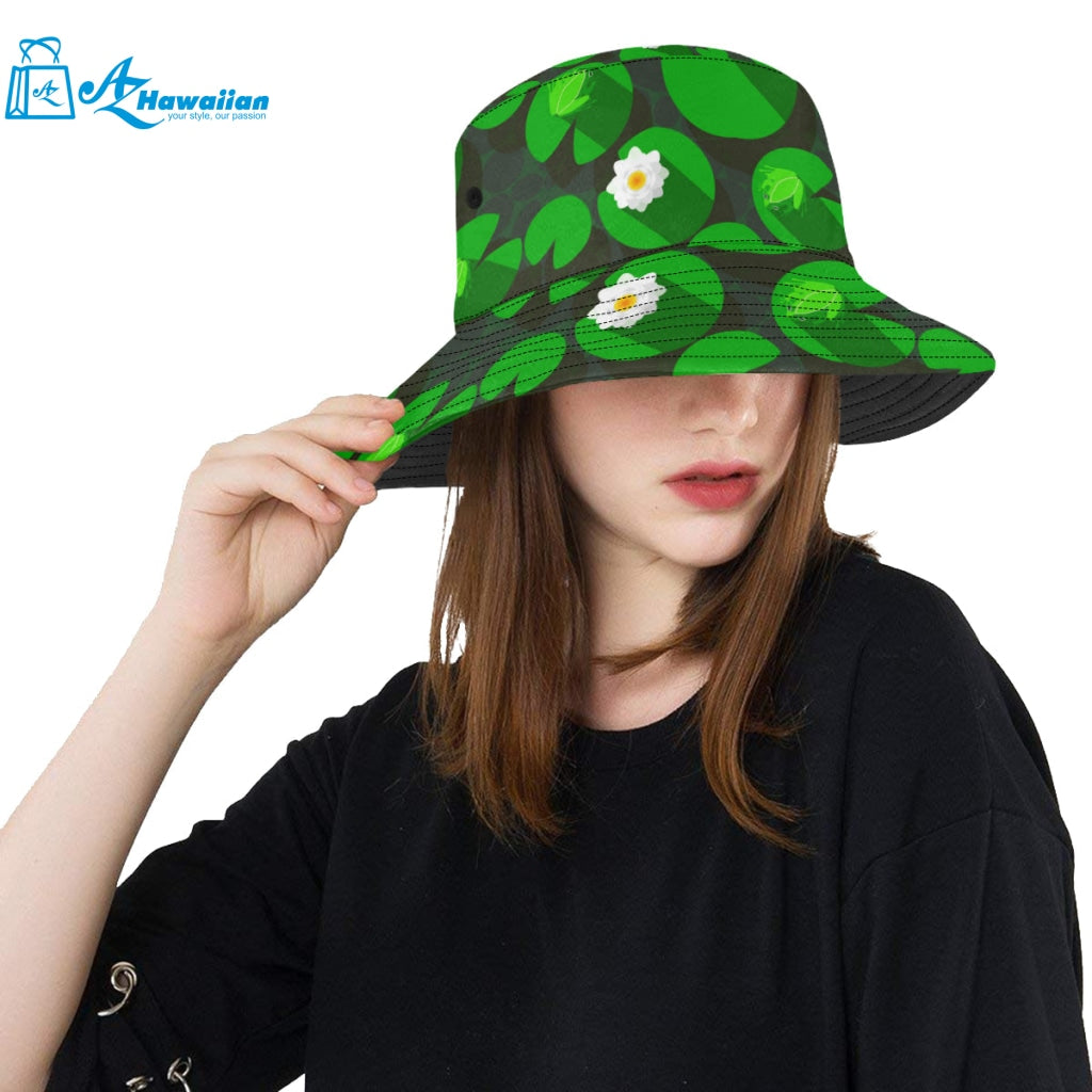 Frog waterlily pattern Unisex Bucket Hat