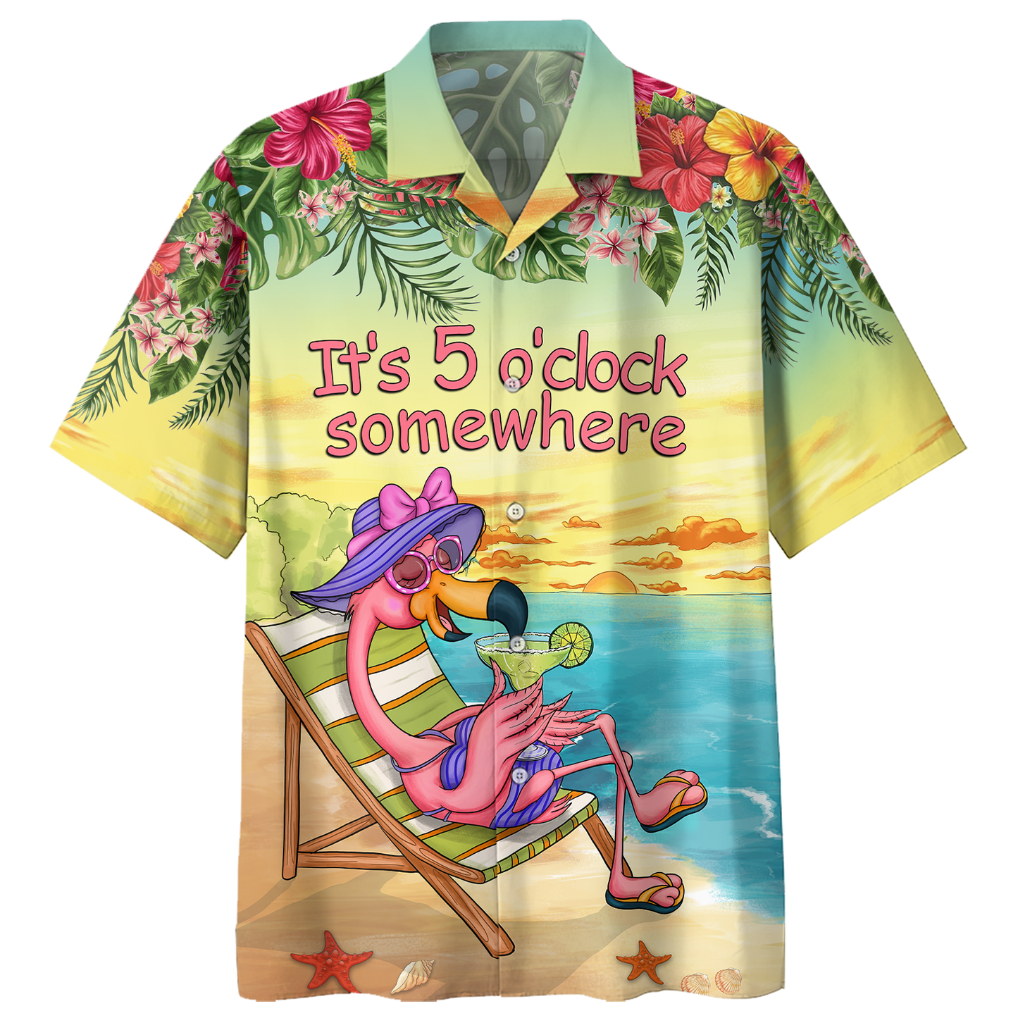 Flamingo Margarita - Its 5 Oclock Somewhere Hawaiian Shirt