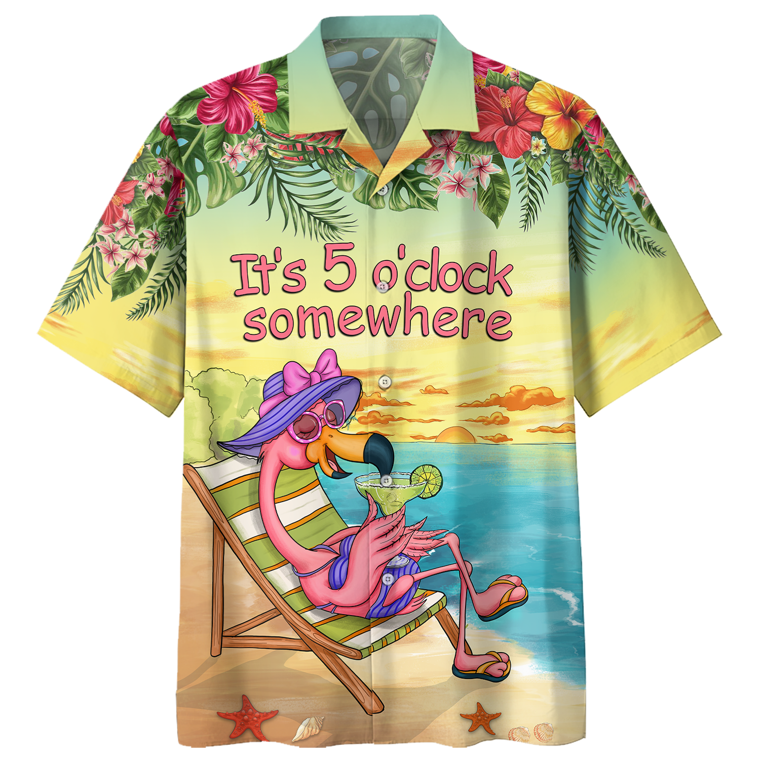 Flamingo Margarita - Its 5 Oclock Somewhere Hawaiian Shirt