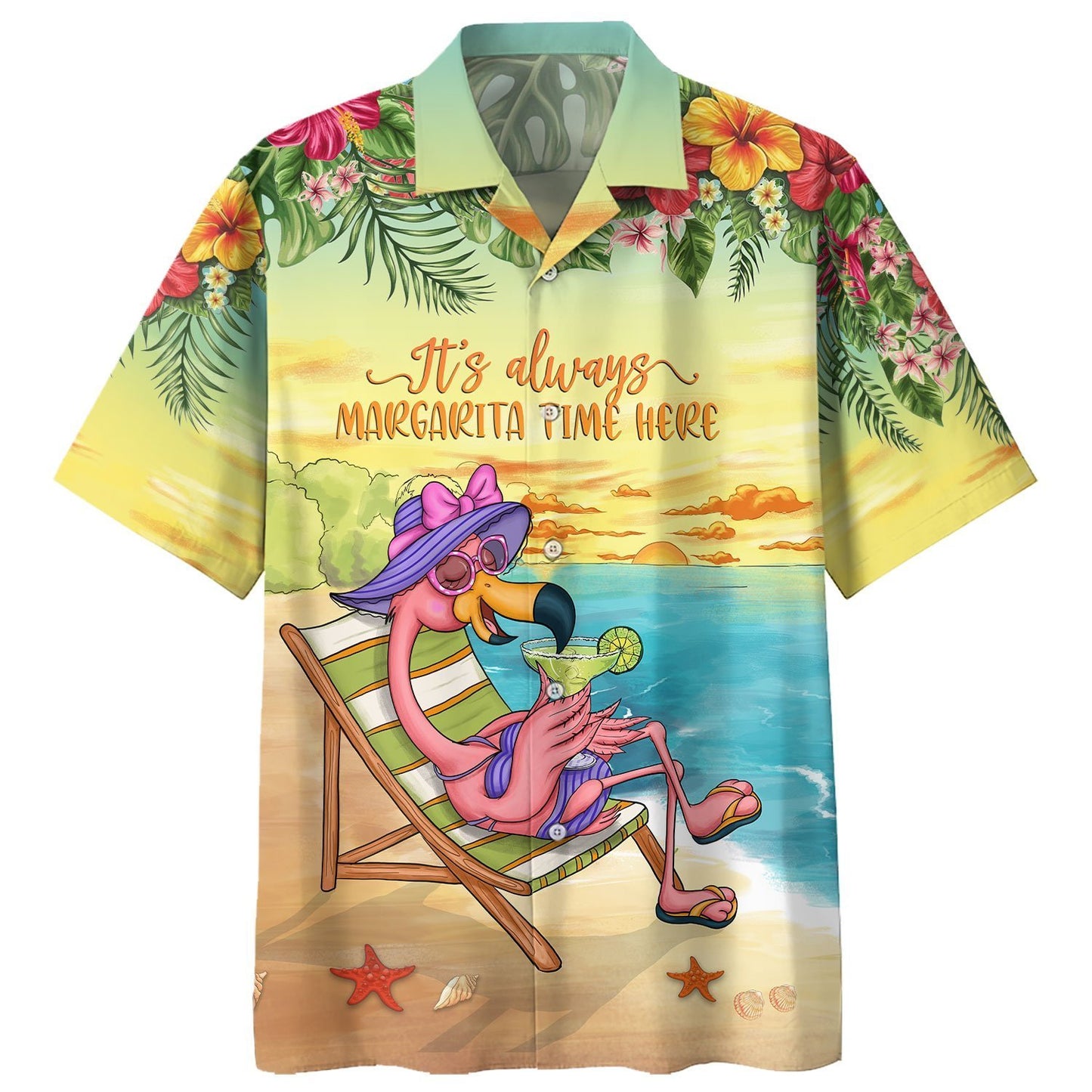 Flamingo Margarita - Its Always Time Here Hawaiian Shirt