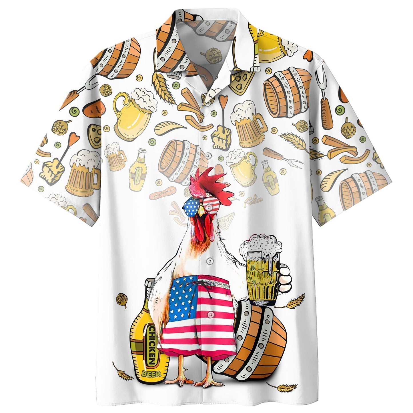 Chicken Beer Pattern Hawaiian Shirt K