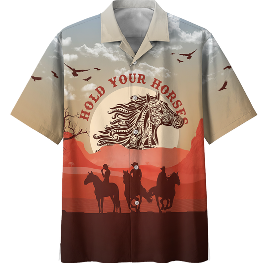 America - Hold Your Horses Style Hawaii Shirt Short Hawaiian Shirt