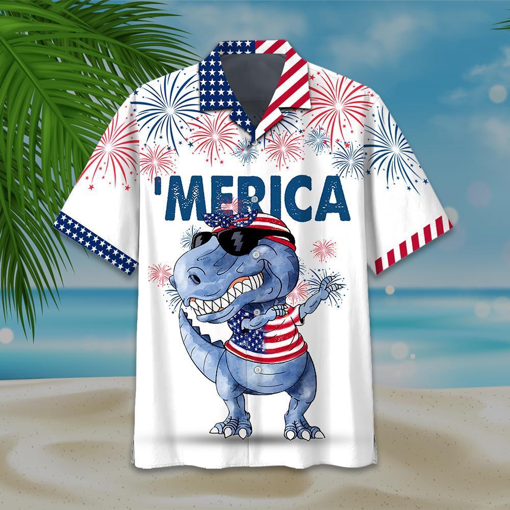 Dabbing T-rex Independence Day Hawaiian Shirt | For Men & Women | Adult | HW6518