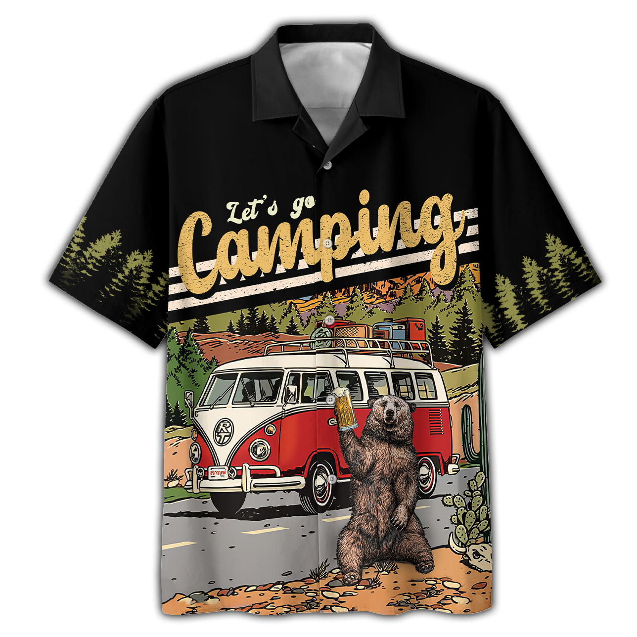 America Familleus - Lets Go Camping Style Hawaii Shirt Short Hawaiian Shirt