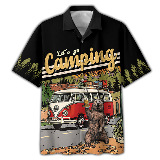 America Familleus - Lets Go Camping Style Hawaii Shirt Short Hawaiian Shirt