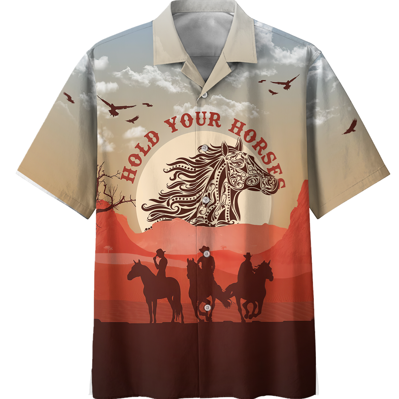 America - Hold Your Horses Style Hawaii Shirt Short Hawaiian Shirt