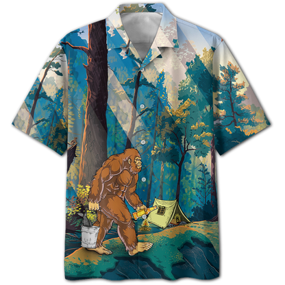 America - Bigfoot Go To Camping 103 Style Hawaii Shirt Hawaiian Shirt