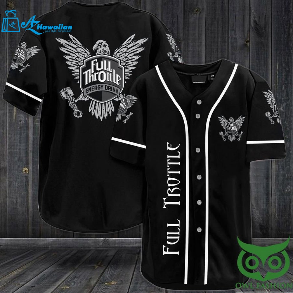 FULL THROTTLE Black and White Baseball Jersey Shirt