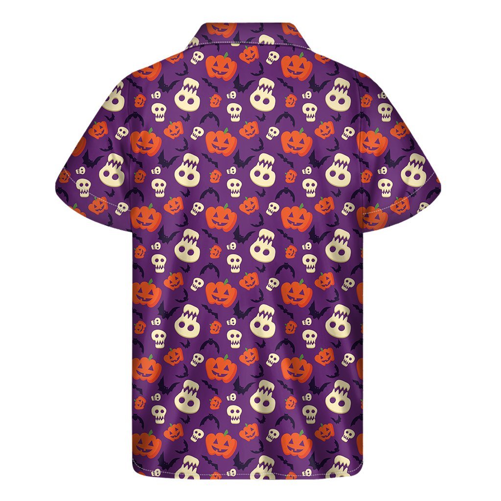 Funny Halloween Pumpkin Pattern Print Mens Short Sleeve Shirt Hawaiian