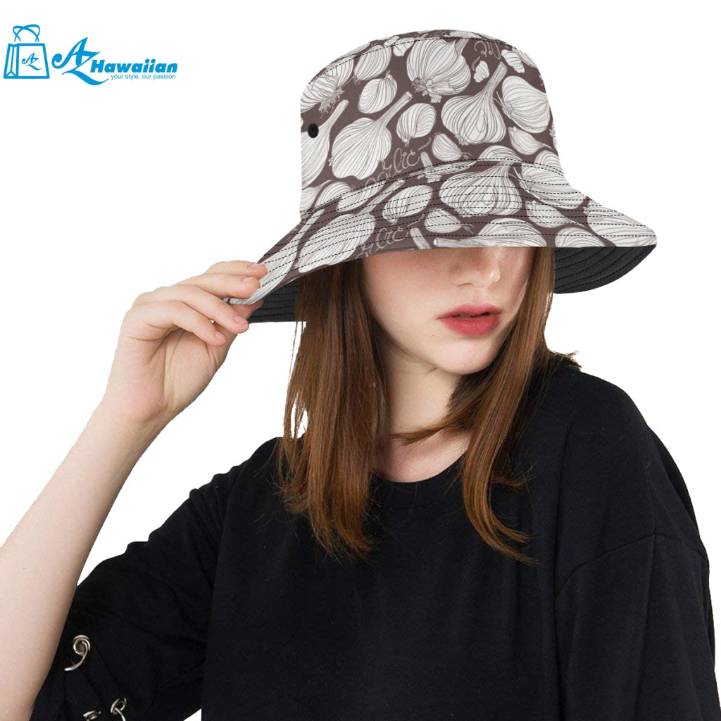 Garlic bulb dark background Unisex Bucket Hat